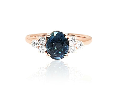 Oval Teal Sapphire Ring
