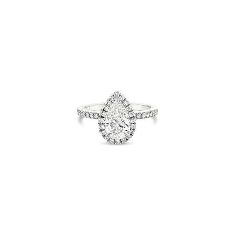 1carat Pear Brilliant Diamond Halo Platinum Ring