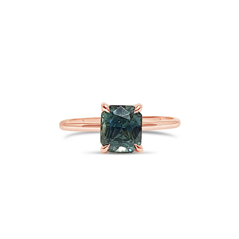 Radiant Teal Sapphire Ring